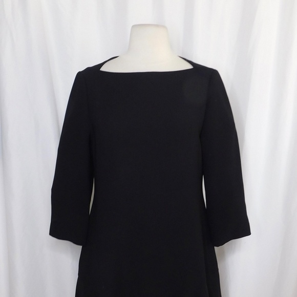 KATE SPADE Caution to the Wind Black Crepe Flounced Bateau Black Dress Size 4 - Picture 4 of 13